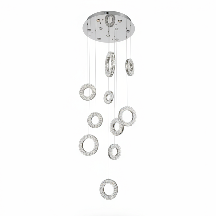 ROBI 10 Ring Crystal Chandelier Tri-colour LED (Chrome)