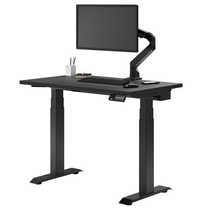 Desky Dual Mini Sit to Stand Black Desk 800x500mm Matte Black Frame