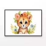 Sketch of a Dog with Flowers  Print 100% Australian Made 90x60cm  (Poster)