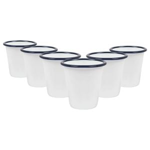 Argon Tableware White Enamel Tumblers - 300ml - Pack of 6