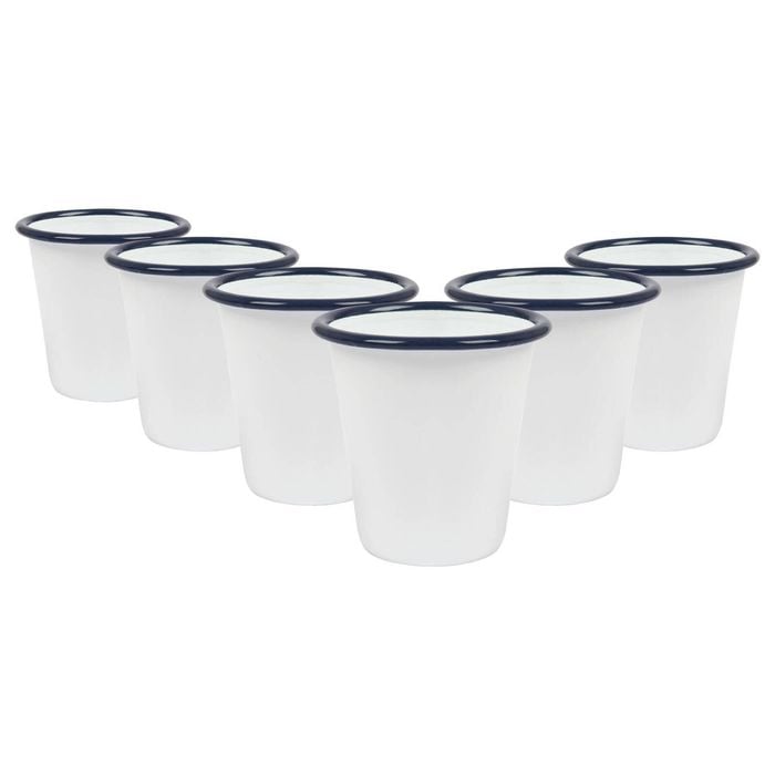Argon Tableware White Enamel Tumblers - 300ml - Pack of 6