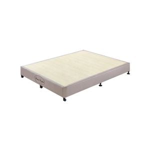 Mattress Base Ensemble Double Size Solid Wooden Slat in Beige with Removable Cover