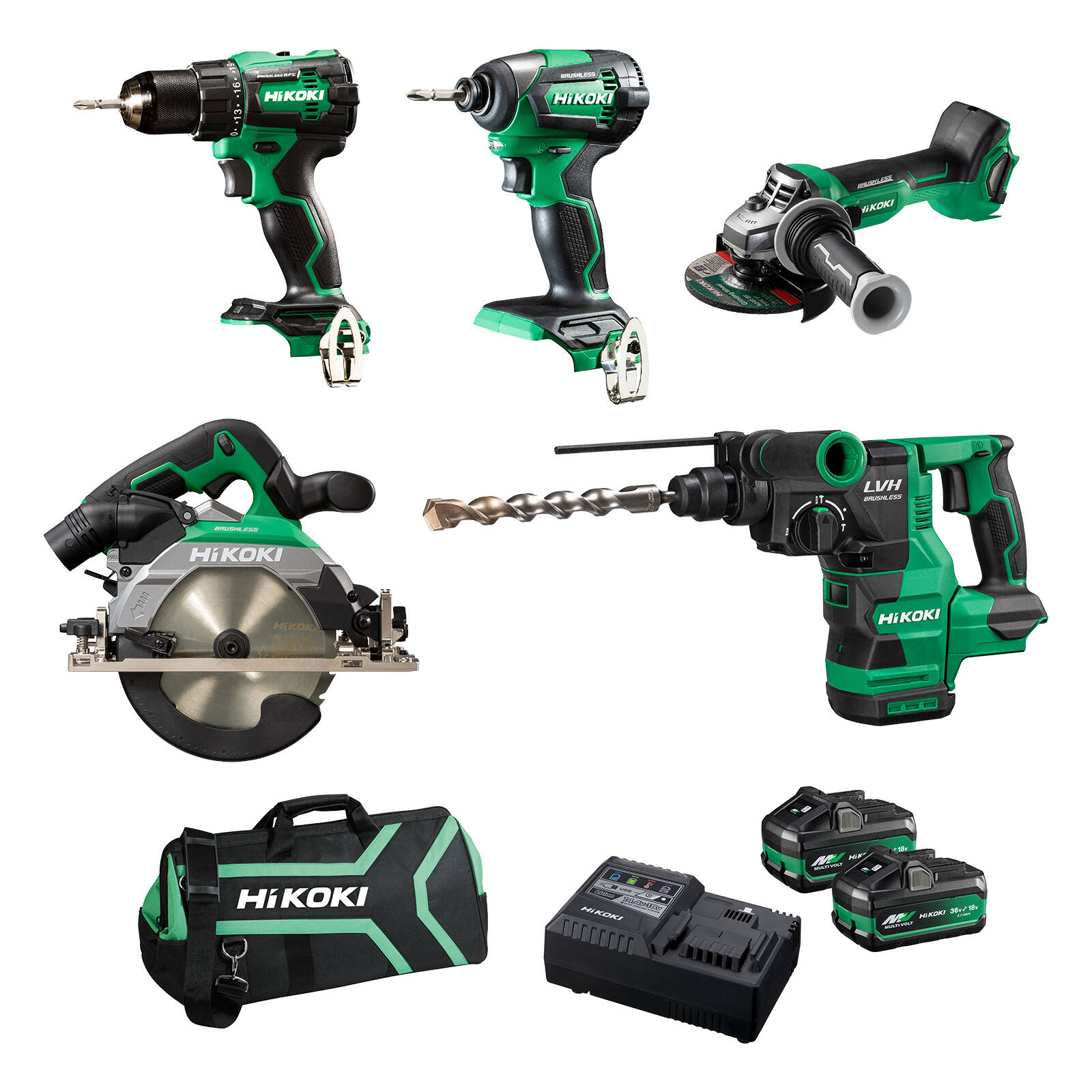 HiKOKI 18V 5 Piece Brushless Combo Kit KC18D5P2(HRZ) product image