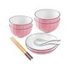 SOGA Pink Japanese Style Ceramic Dinnerware Set of 6