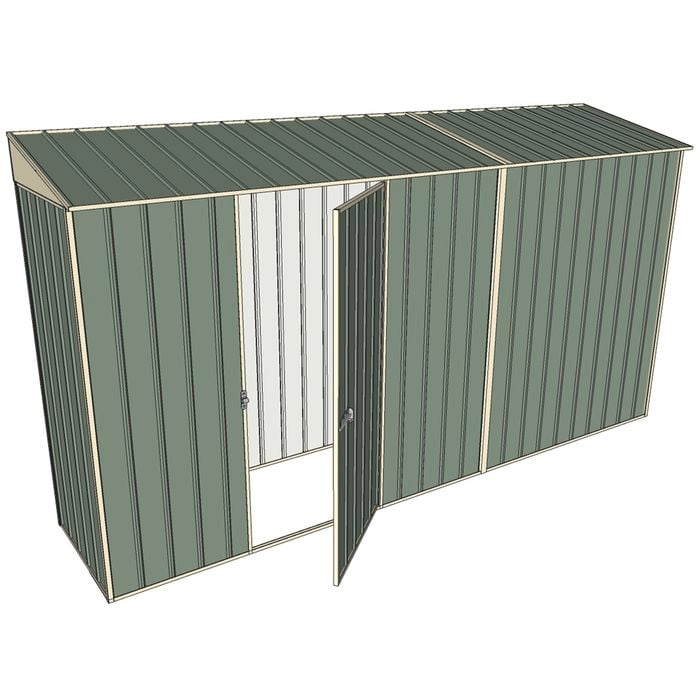 Build-a-Shed 0.8 x 3.7 x 2m Skillion Single Hinged Side Door Shed - Green