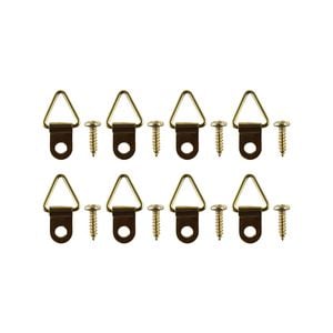 Everhang 10kg Brass Plated Picture Hanging Triangle D-Ring - 8 Pack