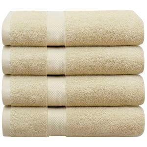LINENOVA 4PCS 100% Cotton Extra Large Soft Bath Towels Sheets Set - Sand