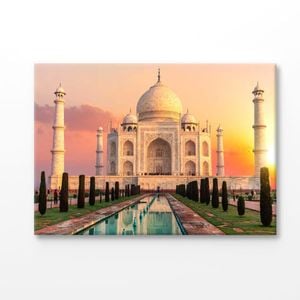 Taj Mahal World Heritage at India Print 100% Australian Made 75x50cm (Stretched Canvas)