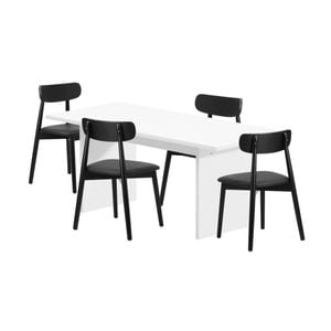Oikiture 1.8m Dining Table and Chairs Wooden Furniture Set of 5 Black