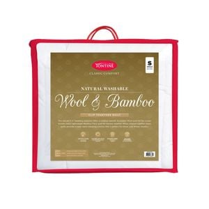 Tontine Classic Comfort Natural Wool Bamboo Clip Together Quilt Single Washable