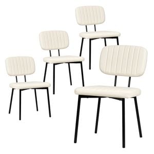 Advwin Set of 4 Dining Chairs Padded Seat PU Leather Upholstered White