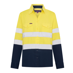 Green Hip Long Sleeve HiVis Reflective Shirt Yellow/Blue Size 22