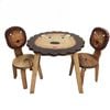 Lion Kids Table Set with 2 Chairs - Handmade Solid Timber