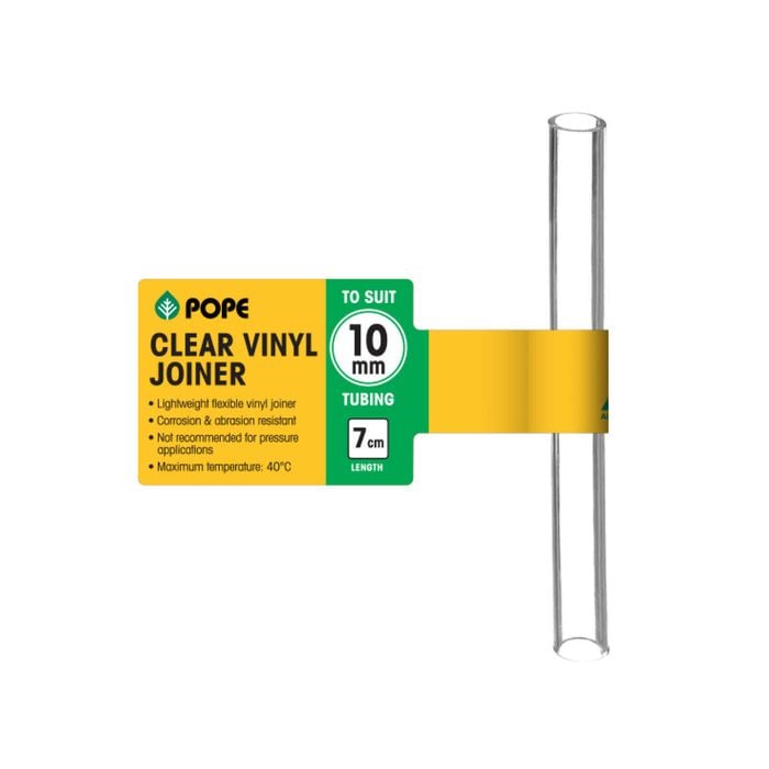 Pope 10mm x 7cm Clear Vinyl Tubing Joiner