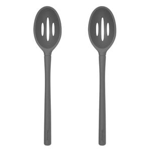 2PK Tovolo Flex-Core All Silicone Slotted Deep Spoon Cooking Utensil - Charcoal