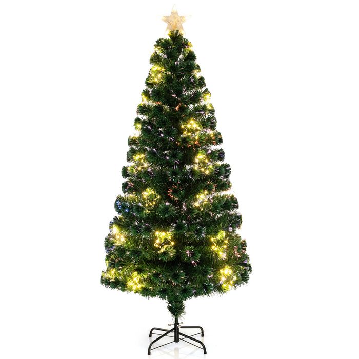 Costway 1.8M Optical Fiber Christmas Tree w/Star String Lights Pre-Lit Artificial Xmas Party Tree