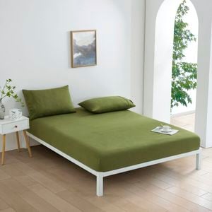 Dreamaker Micro Flannel Combo Fitted Sheet Set Olive Super King