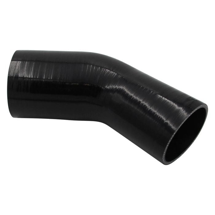 GASO 45 Degree Reducer Elbow 3.5" to 3 (89-76mm) Silicone Hose Black