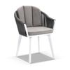 Alpine 6 Seater Rope And Aluminium Dining Table Chairs Setting Frost White