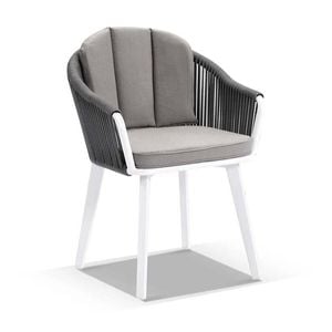 Alpine 6 Seater Rope And Aluminium Dining Table Chairs Setting Frost White