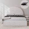 Arch Boucle Fabric Queen White Gas Lift Storage Bed Frame