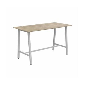 Olg Axis Trestle Bar Leaner 4 Leg White Frame New Oak Ravine Top L1800mm X W900mm