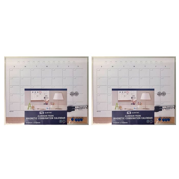 2pk Quartet Magnetic Combination Monthly Calendar Board Office/school W/markers