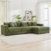 Homfurn 326cm Oversized 3 Seater Sofa with Chaise, Corduroy Large Sectional Couches with 1 Footstool