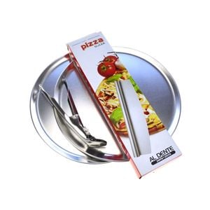 Al Dente Pizza Flat Pack - 2 x 300mm Pizza Plates and Rocking Pizza Cutter + Pizza Grippe