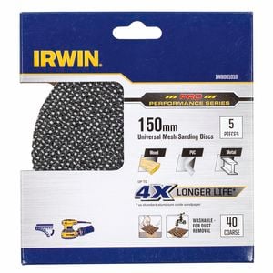 Irwin 150mm 40 Grit Orbital Sanding Disc - 5 Pack