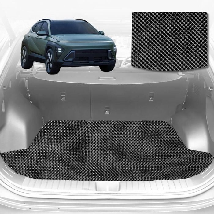 6D Diamond Car Boot Mat for Hyundai Kona (OS) 2017-2023-Cargo Mat-Black-Outback GT