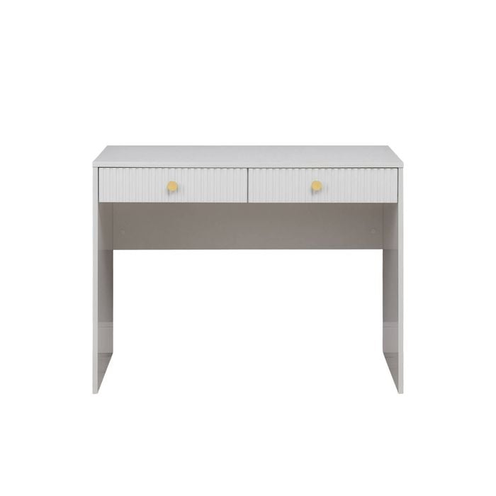 European Cabinetry White Fluted Round Brass Handles Odessa Desk