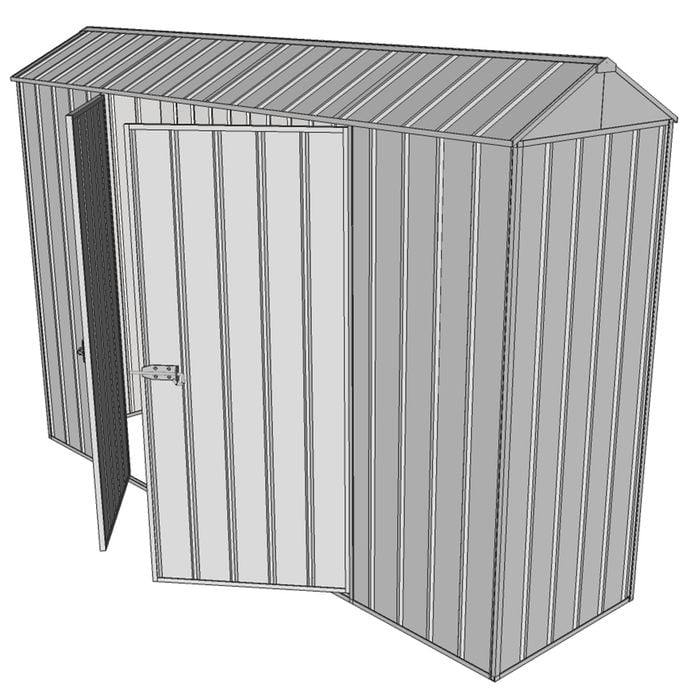 Build-a-Shed 0.8 x 3 x 2.3m Gable Double Hinged Side Door Shed - Zinc
