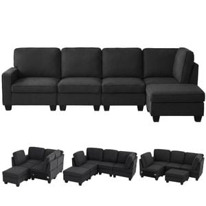 Artiss Modular Sofa Chaise Set 5-seater Dark Grey