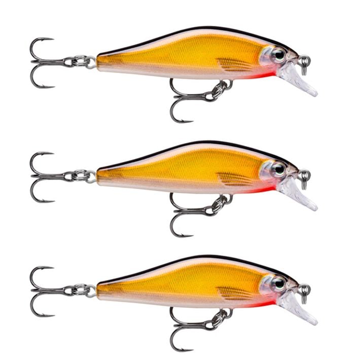 3x Rapala 6cm Shadow Rap Fast Sink Jerkbait/Twitchbait Fish Lures - Gold Shad