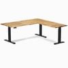 Desky L-shape Sit To Stand Acacia Hardwood Desk 1800x1750mm Matte Black Height Adjustable Leg