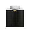 Attica Mellini 600mm Matte Black Vanity With Carrara Stone Top 