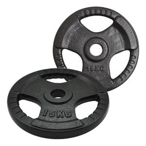 2 Pack of 15kg - Total 30kg Olympic Ez Grip Cast Iron Hammertone Weight Plate Weight Set