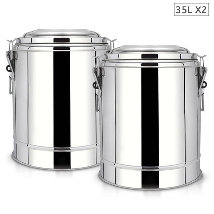 SOGA 2X 35L Stainless Steel Insulated Stock Pots