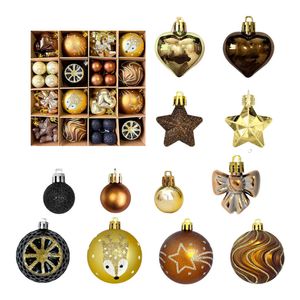 Catzon 64 Pcs Christmas Ornaments with Bow & Star & Heart Shaped Great for Holiday Party Decor-Set 7