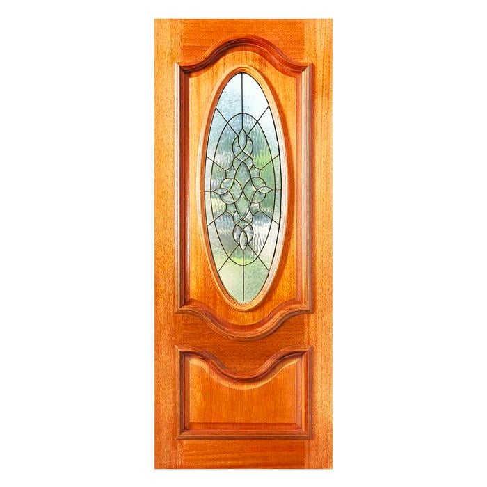 Woodcraft 2040 x 820 x 40mm Entrance Door Olivia Leadlight  Glass TGR01CBLK