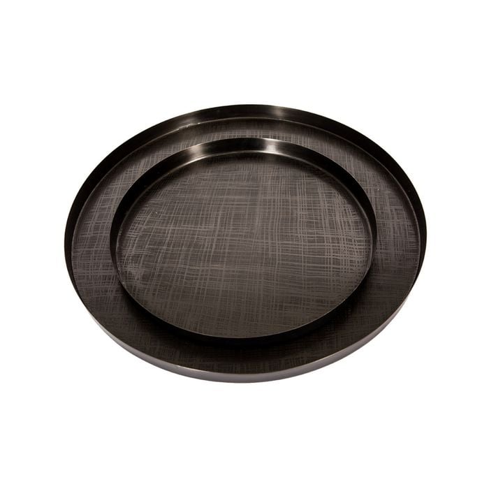 Set Of 2 Ssh Collection Criss Cross 40 And 56cm Wide Serving Trays - Etched Black