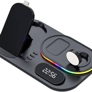 Provecta 4-in-1 Wireless Charger Dock Station for iPhone, Watch & Headset – Black