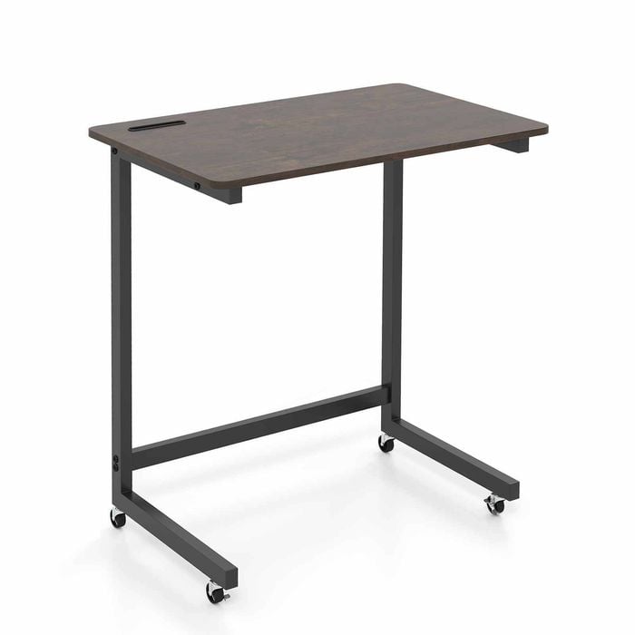 Costway C End Table Bed Side Phone Slot Wheels Tv Tray Slide Under Couch