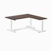 Desky L-shape Sit To Stand Dark Walnut Rubberwood Desk 1500x750x1550x500mm White Leg
