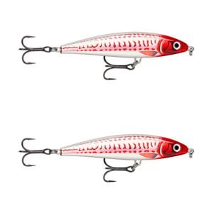 2x Rapala 10cm X Rap Magnum Prey Lipless Hard Body Fish Lures - HD Red Head UV