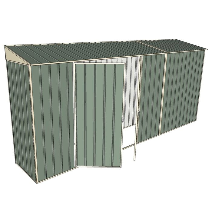 Build-a-Shed 0.8 x 4.5 x 2m Skillion Double Hinged Side Door Shed - Green
