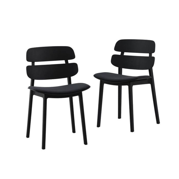 Daphne Dining Chairs PP Upholstered Seat Black (set of 2)