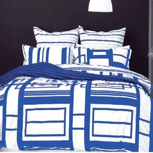 Retro Home 250TC Cotton Rich Metropol Cobalt Quilt Cover Set Queen