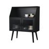 Oikiture Buffet Sideboard Fluted Door Black 99.5cm